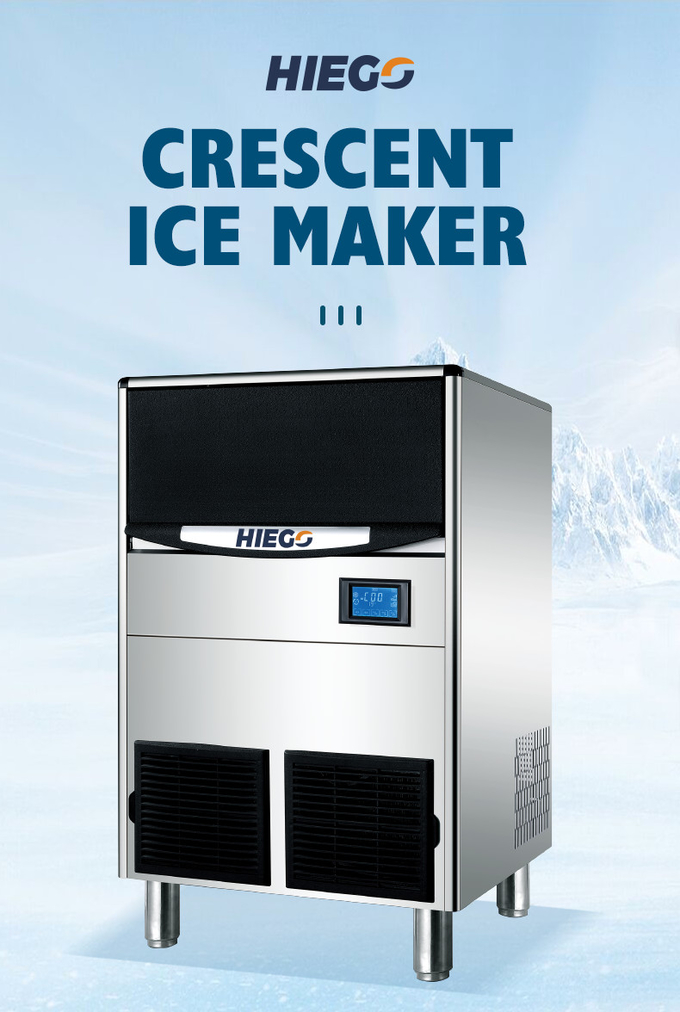 80kg/24 jam Crescent Ice Maker Pendingin Udara Mesin Es Industri Portabel 80kg 1