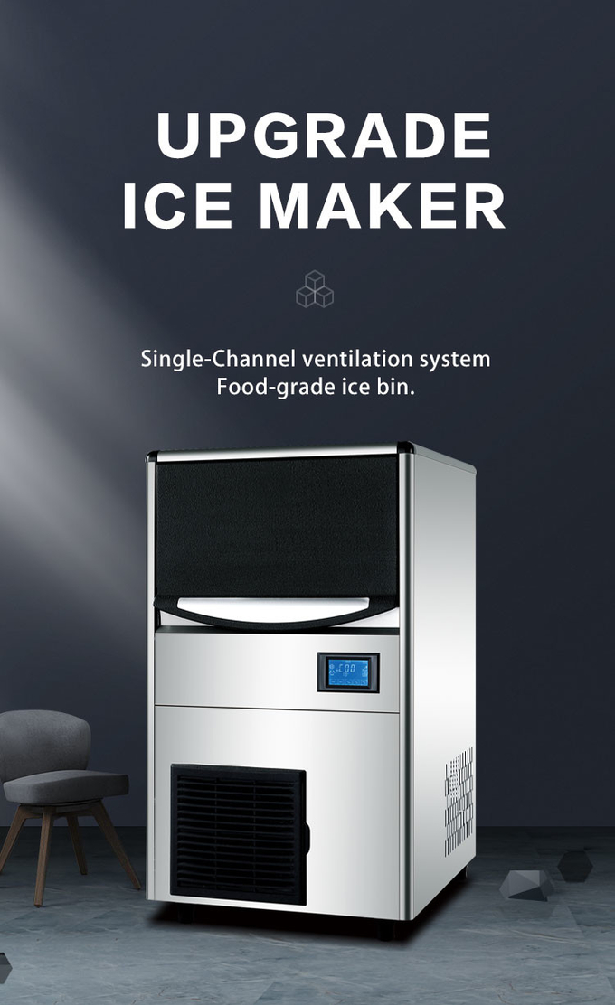 60kg / 24h Mesin Pembuat Es Komersial Mesin Pembuat Es Mini Untuk Kedai Kopi Rumah 0