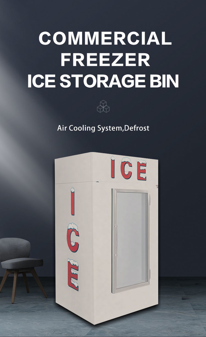 Tempat Penyimpanan Es Kantung 1699L Freezer Merchandiser Es Dengan Bagian Depan Miring 0