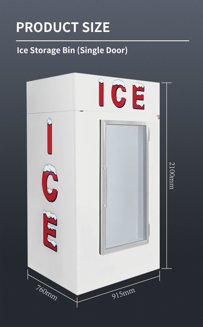 Cold Wall System Outdoor Ice Merchandiser Tempat Penyimpanan Es R404a 0