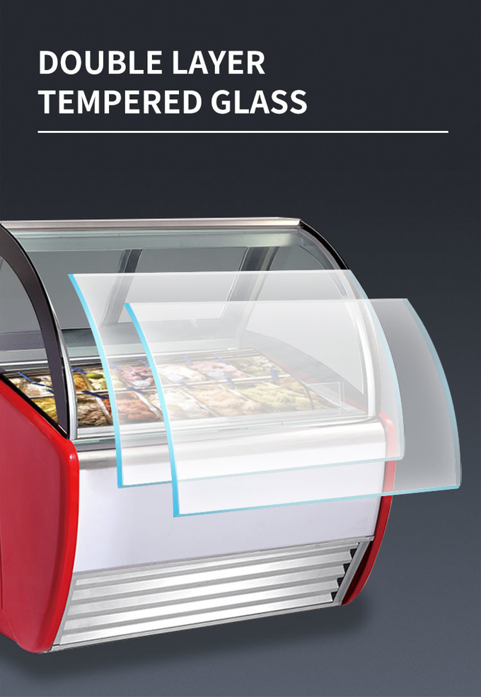 Komersial Countertop Ice Cream Dipping Freezer 16 Pans Gelato Display Case 4