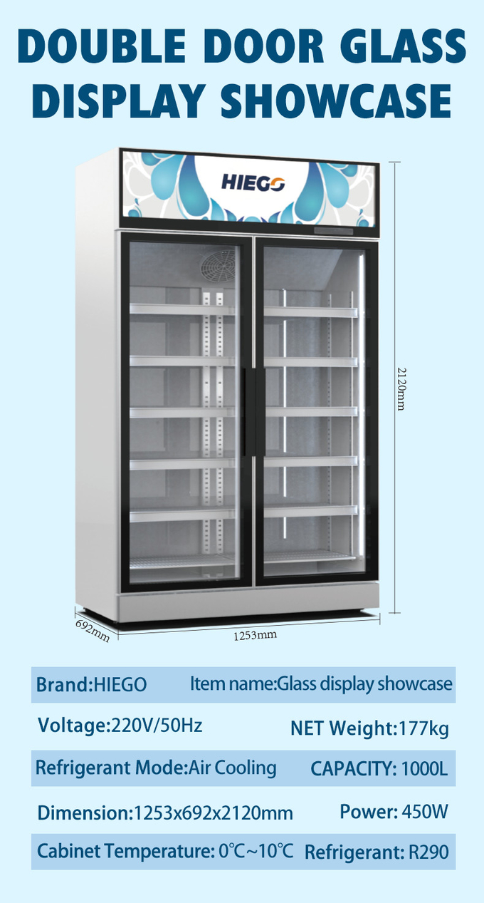 2200L 4 Pintu Stainless Steel Freezer Kombinasi Glass Display Chiller 9