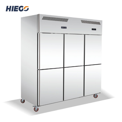 1600L Komersial Tegak Kulkas Stainless Steel 6 Pintu Freezer