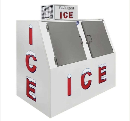 Tempat Penyimpanan Es Kantung 1699L Freezer Merchandiser Es Dengan Bagian Depan Miring