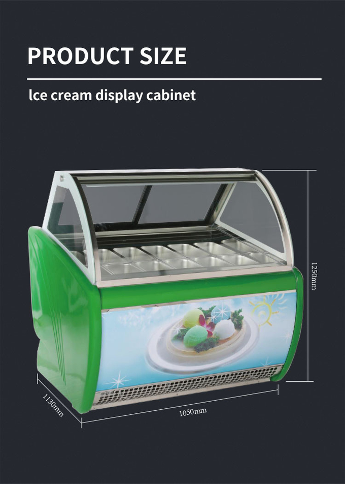 R404 Lemari Pajangan Kerucut Es Krim Baked Pastry Ice Cream Dipping Case Stand Alone 10