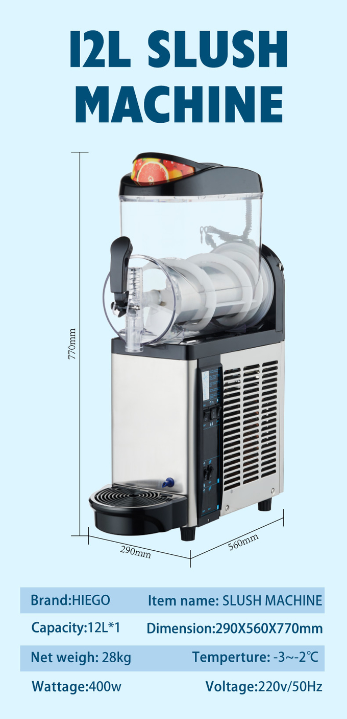Mesin Slush Mangkuk Tunggal Sepenuhnya Otomatis Untuk Minuman Beku Halus Margarita Slushy Maker 7