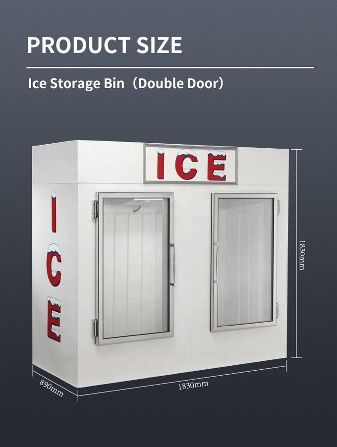 Cold Wall System Outdoor Ice Merchandiser Tempat Penyimpanan Es R404a 2
