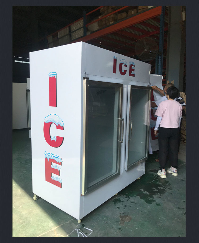 Cold Wall System Outdoor Ice Merchandiser Tempat Penyimpanan Es R404a 1