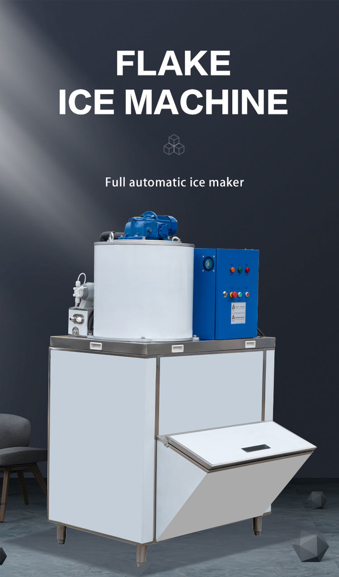 Mesin Es Serpihan Industri 500kg/24H Sepenuhnya Otomatis R404a Pembuat Kerucut Salju Komersial 0