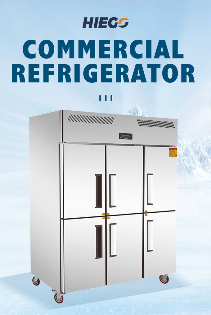 Freezer Stainless Steel 1000L Untuk Daging 4 Pintu Kipas Pendingin Kulkas Dapur Vertikal 1